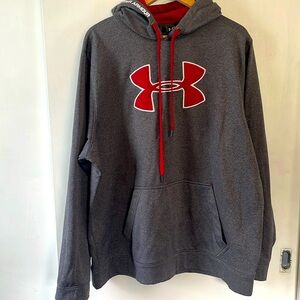 Gray and Red Under Armour Hooded Sweatshirt Men’s Size XXL